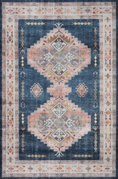 Loloi II Heidi Hei-03 Denim / Blush Power Loomed Area Rugs