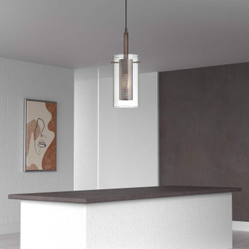 Dainolite 1lt Metal And Glass Pendant - 30961-CM-OBB