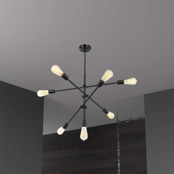 Dainolite 7lt Pendant, Black Finish - 817P-BK