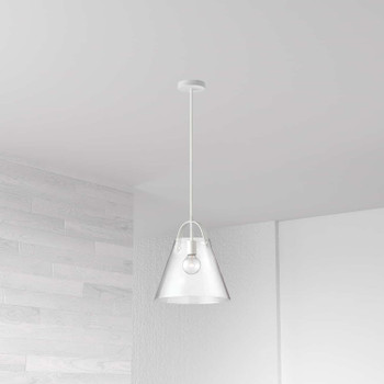 Dainolite 1lt Incandescent Pendant, Mw W/ Clear Glass - 871P-WH