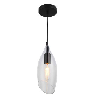 Dainolite 1lt Incandescent Pendant, Blk Finish W/clear Glass - ABB-61P-CL