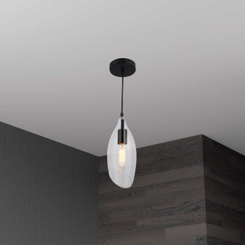 Dainolite 1lt Incandescent Pendant, Blk Finish W/clear Glass - ABB-61P-CL