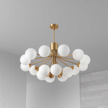 Dainolite 9lt Chandelier, Agb Finish W/ Opal Glass - AMA-249C-AGB