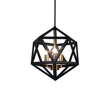 Dainolite 3lt Chandelier,blk/ab - ARC-143C-AB