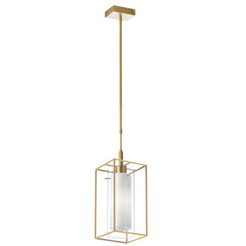 Dainolite 1lt Pendant, Rect Agb Metal Frame W/ Fr/clr Glass - CBE-61P-AGB
