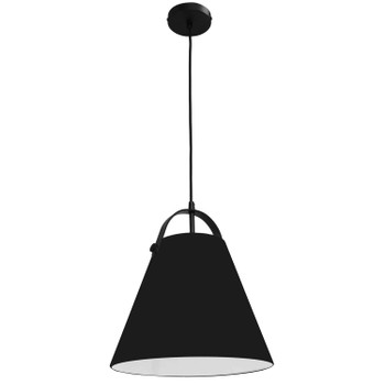 Dainolite 1lt Emperor Pendant Matte Black W/ Black Shade - EMP-111P-797-MB