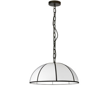 Dainolite 1lt Incandescent Pendant, Mb W/ Wh Shade & Bk Trim - PTO-201P-MB-BW