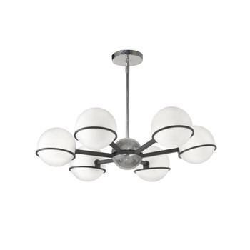 Dainolite 6lt Halogen Chandelier, Mb/pc With Wh Opal Glass - SOF-286C-MB-PC