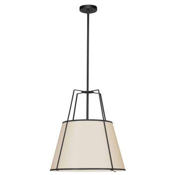 Dainolite 3lt Trapezoid Pendant Black/crm Shade W/ 790 Diff - TRA-331P-BK-CRM