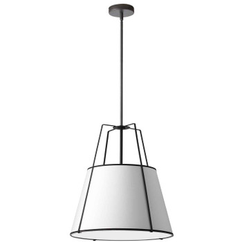 Dainolite 3lt Trapezoid Pendant, Mb With Wh Shade - TRA-331P-BK-WH