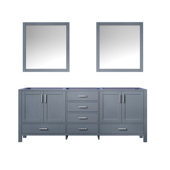 Jacques 80" Dark Grey Double Vanity, No Top And 30" Mirrors