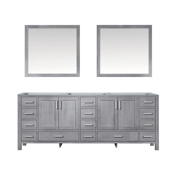 Jacques 84" Distressed Grey Double Vanity, No Top And 34" Mirrors