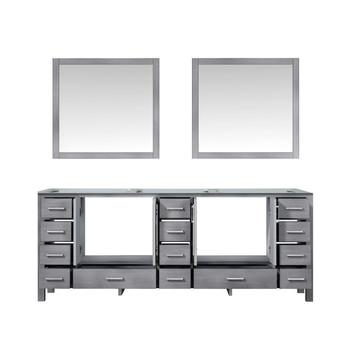 Jacques 84" Distressed Grey Double Vanity, No Top And 34" Mirrors