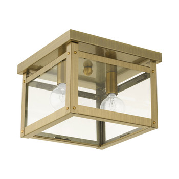 Livex Lighting 2 Lt Antique Brass Flush Mount - 4031-01