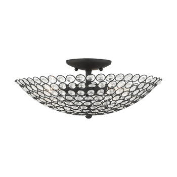 Livex Lighting 3 Lt Black Semi Flush - 40446-04