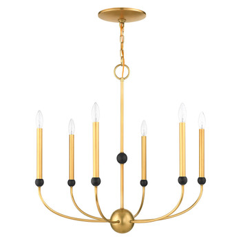 Livex Lighting 6 Lt Natural Brass Chandelier - 46316-08