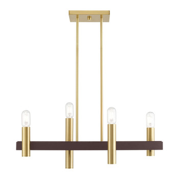 Livex Lighting 4 Lt Satin Brass & Bronze Linear Chandelier - 46864-12