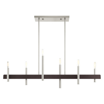 Livex Lighting 6 Lt Brushed Nickel Linear Chandelier - 49336-91