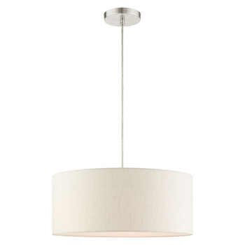 Livex Lighting 3 Lt Brushed Nickel Drum Pendant - 49802-91