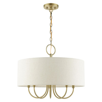 Livex Lighting 5 Lt Antique Brass Pendant Chandelier - 49805-01