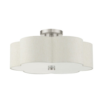 Livex Lighting 3 Lt Brushed Nickel Semi Flush - 58064-91