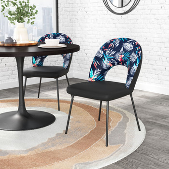 Merion Dining Chair (Set of 2) Multicolor Print & Black