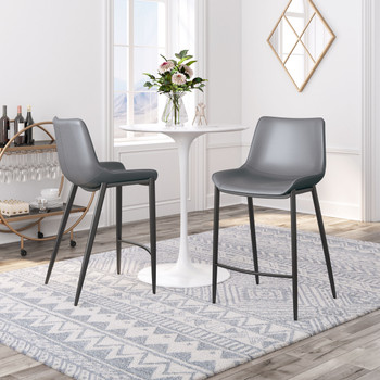 Magnus Counter Chair (Set of 2) Dark Gray & Black