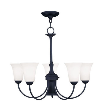 Livex Lighting 5 Light + 1 Light Black Chandelier - 6465-04