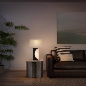 Nova of California Half Moon 30" Table Lamp In Charcoal Gray And Brushed Nickel With 4-way Rotary Switch 1-Light