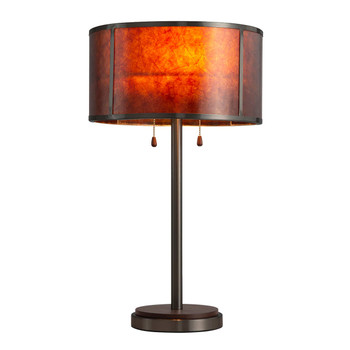 Nova of California Layers 25" Natural Mica Table Lamp In Charcoal Gray And Gunmetal With Dual Pull Chain Switch 2-Light