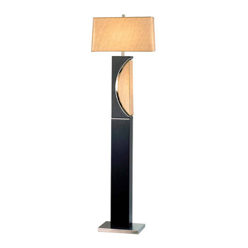 Nova of California Half Moon Floor Lamp | Gold Linen Shade - Include Night Light