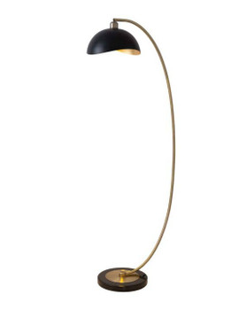 Nova of California Luna Bella 60" Chairside Arc Lamp In Weathered Brass With Matte Black/gold Leaf Shade And On/off Step Switch