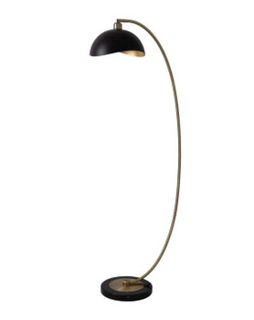 Nova of California Luna Bella 60" Chairside Arc Lamp In Weathered Brass With Matte Black/gold Leaf Shade And On/off Step Switch