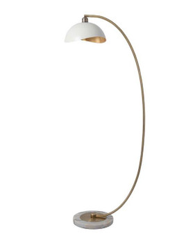 Nova of California Luna Bella 88" Arc Lamp In Weathered Brass With Matte White/gold Leaf Shade And Dimmer Switch