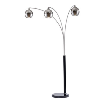 Nova of California Orson Three Light Arc Lamp 84" Brushed Nickel Dimmer