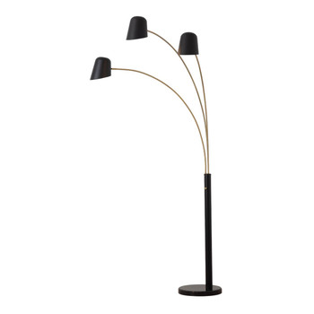 Nova of California Culver 86" 3 Light Arc Lamp In Matte Black & Weathered Brass With Dimmer Switch 3-Light