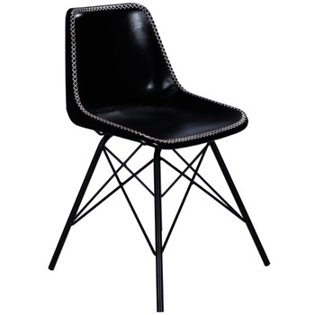 Inland Black Leather Side Chair