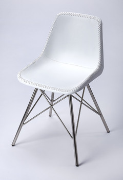 Inland White Leather Side Chair