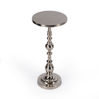 Darien Round Nickel Pedestal End Table