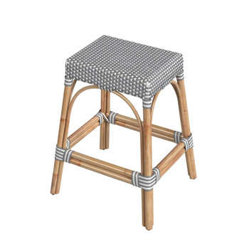 Tobias 24.5" Gray Rattan Rectangular Counter Stool