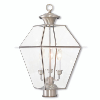 Livex Lighting 3 Light Brushed Nickel Post-top Lanterm - 2384-91