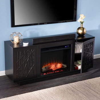 Delgrave Touch Screen Electric Media Fireplace W/ Storage - Black