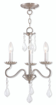 Livex Lighting 3 Light Brushed Nickel Mini Chandelier - 40773-91