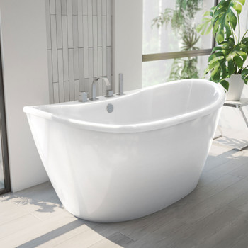 Dreamline Caspian 60 In. L X 27 In. H White Acrylic Freestanding Bathtub BTCA6032WFXXC00