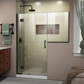 Dreamline Unidoor-x 59-59 1/2 In. W X 72 In. H Frameless Hinged Shower Door In Satin Black D1233034-09