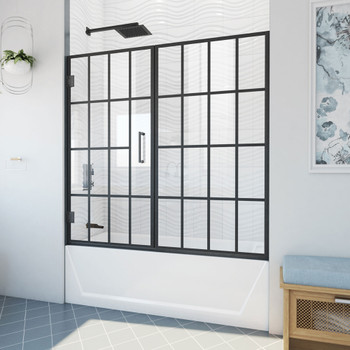 Dreamline Unidoor Toulon 58 In. W X 58 In. H Frameless Hinged Tub Door In Satin Black SHDR-2458580-89