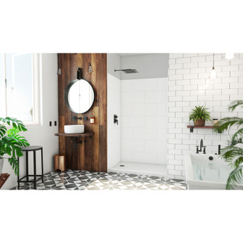 Dreamline Dreamstone 36 In. D X 50 In. W X 84 In. H Shower Wall Kit In White Traditional Subway Pattern WKDS503684XTS00