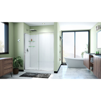 Dreamline Flex 32 In. D X 60 In. W X 78 3/4 In. H Pivot Shower Door, Base, And Wall Kit - D2226032X