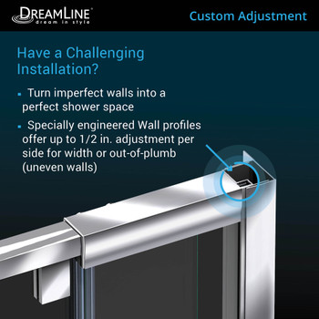 Dreamline Flex 34 1/2 In. D X 50-54 In. W X 72 In. H Semi-frameless Pivot Shower Enclosure - SHDR2234540RT