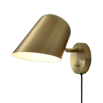 Nova of California Culver 7" Plug-in Contemporary Sconce In Brushed Brass With On/off Switch For Bedroom Livingroom Hallway Brass 1-Light